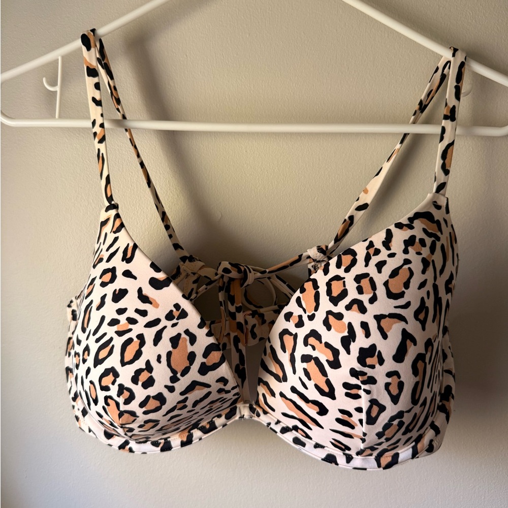 Leopard Print Swimsuit Top Tie-Back